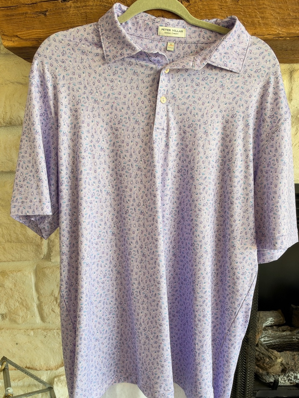 Peter Millar Lavender Micro-Pattern Polo